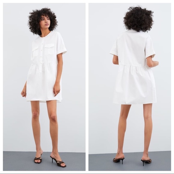 Zara Dresses Nwt Zara White 0 Cotton Poplin Dress Size S Xs Poshmark